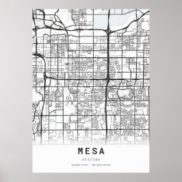 Póster Mapa de la ciudad de Mesa