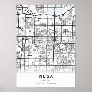 Póster Mapa de la ciudad de Mesa
