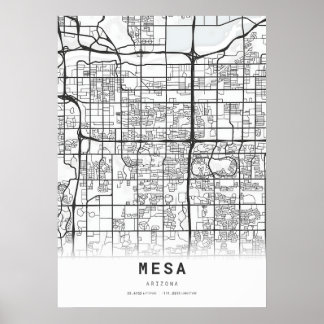 Póster Mapa de la ciudad de Mesa