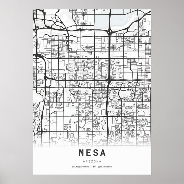 Póster Mapa de la ciudad de Mesa (Frente)