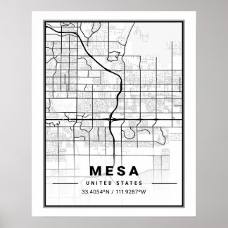 Póster Mapa de la ciudad de Mesa Arizona EE. UU.