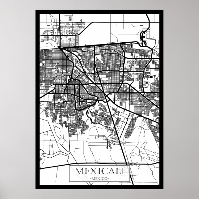 Póster Mapa de la Ciudad de Mexicali México (Frente)