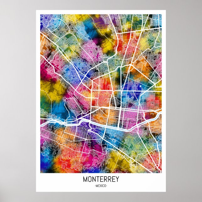 Póster Mapa de la Ciudad de México en Monterrey (Frente)