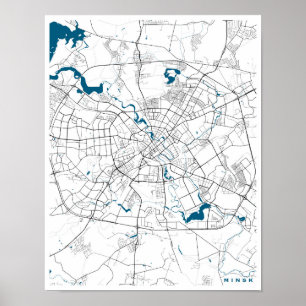 Póster Mapa de la ciudad de Minsk