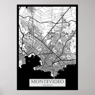 Póster Mapa de la ciudad de Montevideo Uruguay