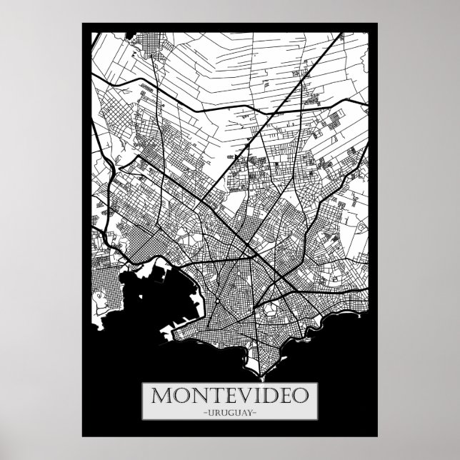 Póster Mapa de la ciudad de Montevideo Uruguay (Frente)