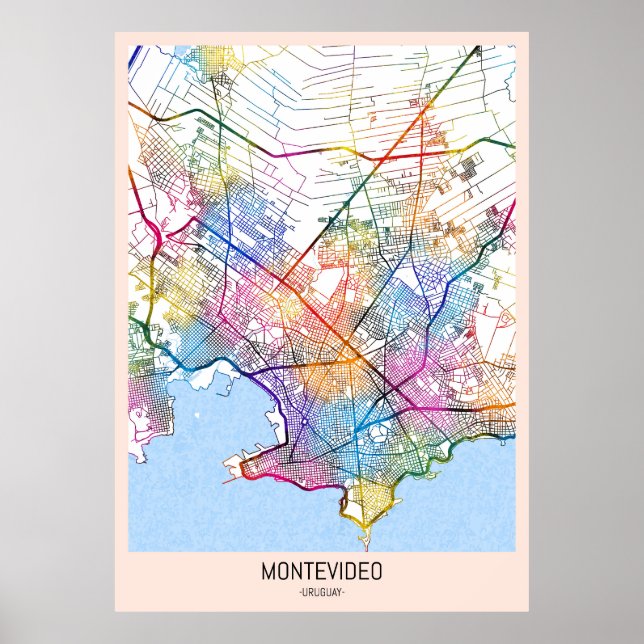Póster Mapa de la ciudad de Montevideo Uruguay (Frente)