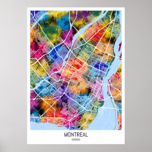 Póster Mapa de la ciudad de Montreal Quebec Canadá