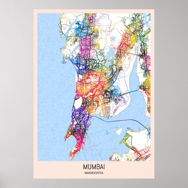 Póster Mapa de la ciudad de Mumbai Maharashtra (Frente)