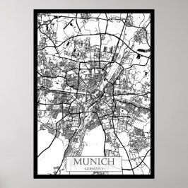 Póster Mapa de la ciudad de Múnich Alemania