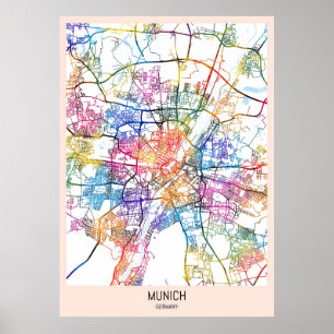 Póster Mapa de la ciudad de Múnich Alemania