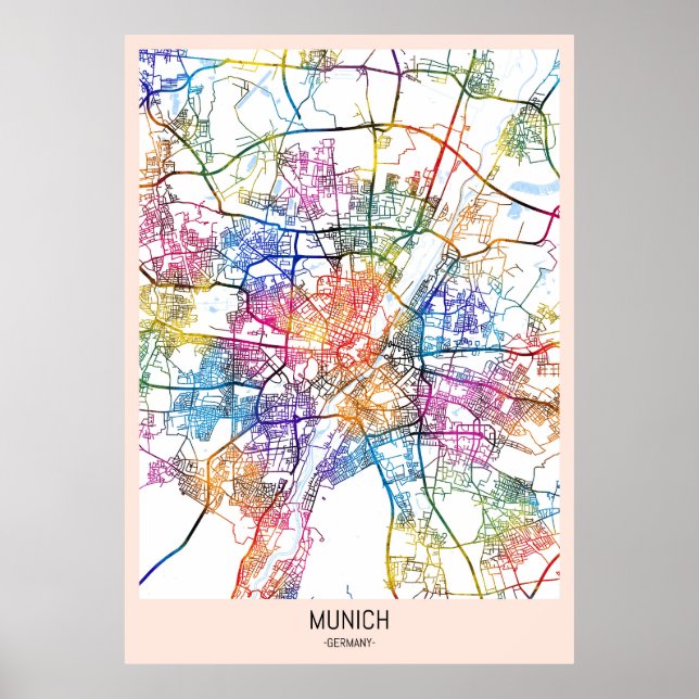 Póster Mapa de la ciudad de Múnich Alemania (Frente)