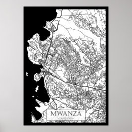 Póster Mapa de la ciudad de Mwanza Tanzania
