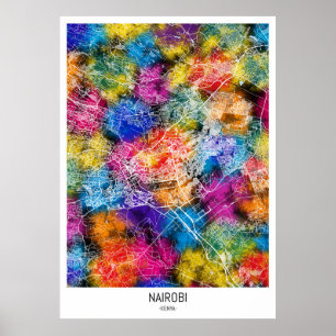 Póster Mapa de la ciudad de Nairobi en Kenia