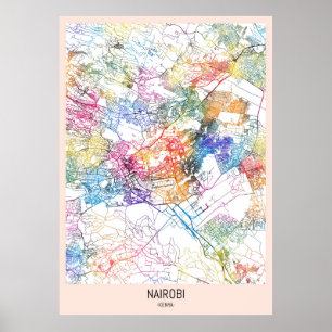 Póster Mapa de la ciudad de Nairobi en Kenia