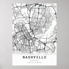 Póster Mapa de la ciudad de Nashville