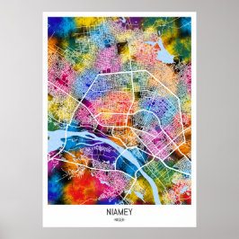 Póster Mapa de la ciudad de Niamey