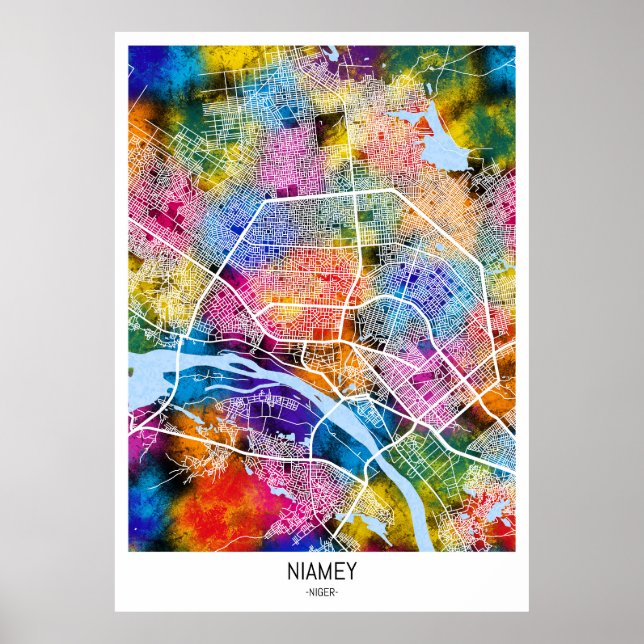 Póster Mapa de la ciudad de Niamey (Frente)