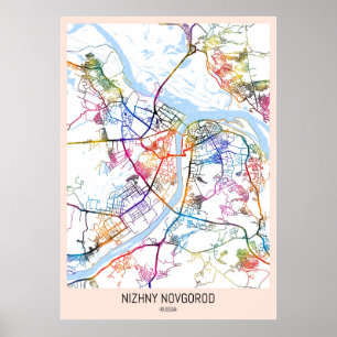 Póster Mapa de la ciudad de Nizhni Nóvgorod Rusia