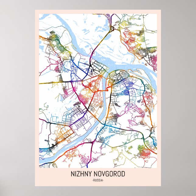 Póster Mapa de la ciudad de Nizhni Nóvgorod Rusia (Frente)