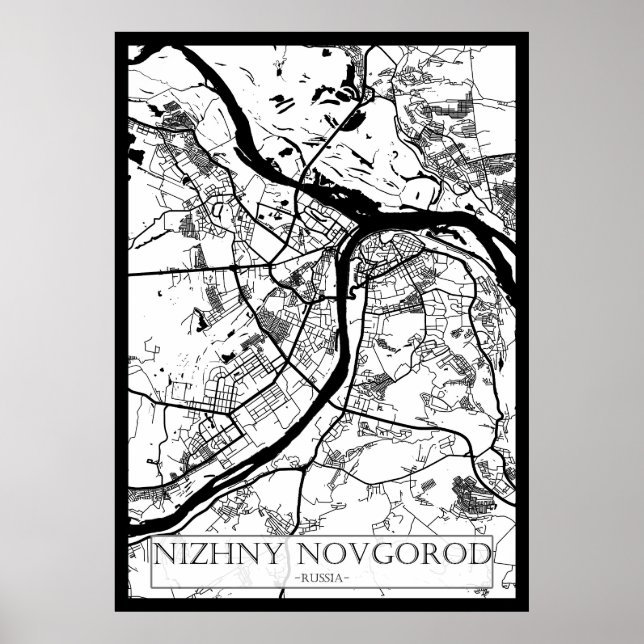 Póster Mapa de la ciudad de Nizhni Nóvgorod Rusia (Frente)