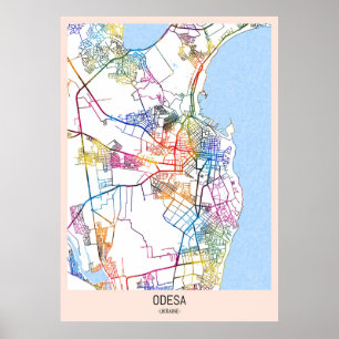 Póster Mapa de la ciudad de Odesa Ucrania