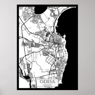 Póster Mapa de la ciudad de Odesa Ucrania