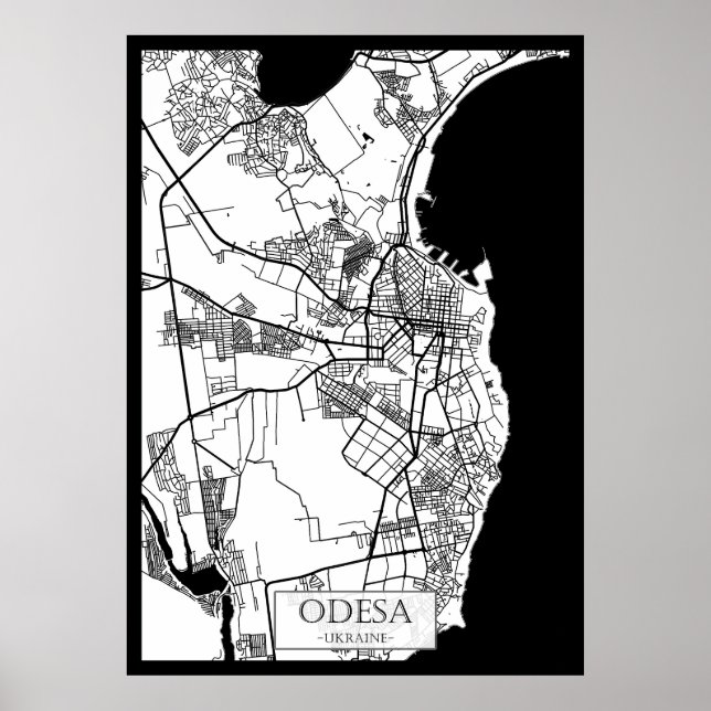 Póster Mapa de la ciudad de Odesa Ucrania (Frente)