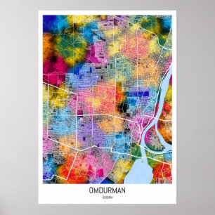 Póster Mapa de la ciudad de Omdurman Sudan