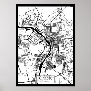 Póster Mapa de la ciudad de Omsk Rusia