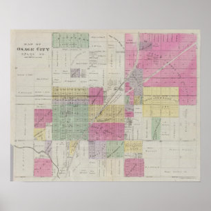 Póster Mapa de la ciudad de Osage, Kansas