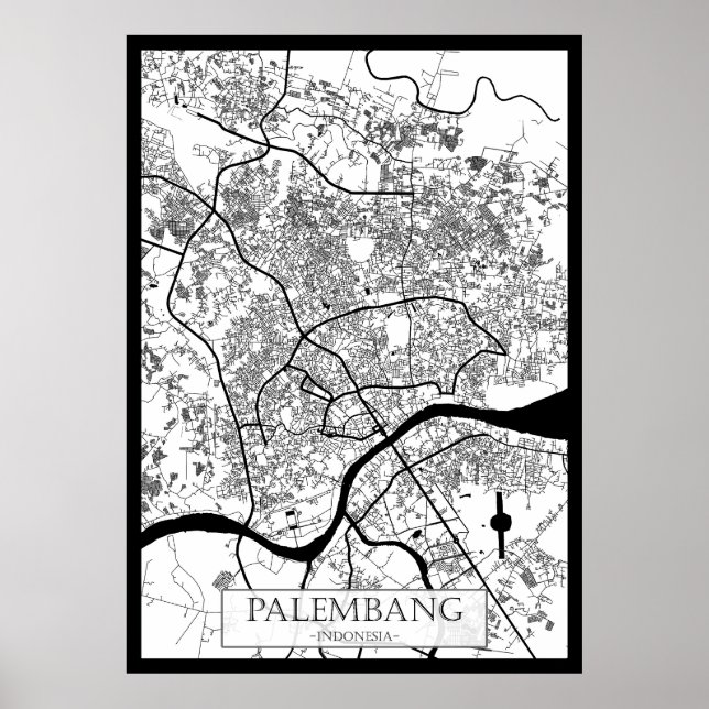 Póster Mapa de la ciudad de Palembang Indonesia (Frente)