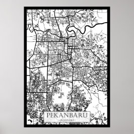 Póster Mapa de la ciudad de Pekanbaru Indonesia