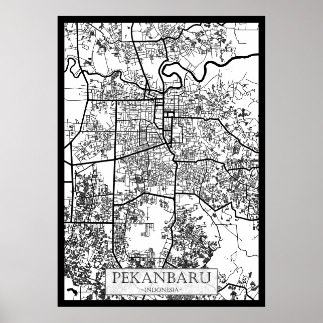 Póster Mapa de la ciudad de Pekanbaru Indonesia (Frente)
