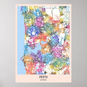 Póster Mapa de la ciudad de Perth Australia