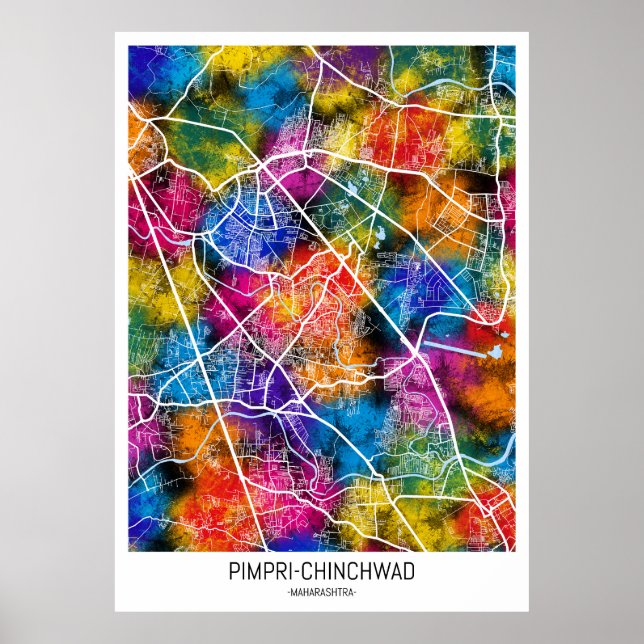 Póster Mapa de la ciudad de Pimpri-Chinchwad Maharashtra (Frente)