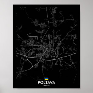 Póster Mapa de la ciudad de Poltava Ucrania Recuerdo de v
