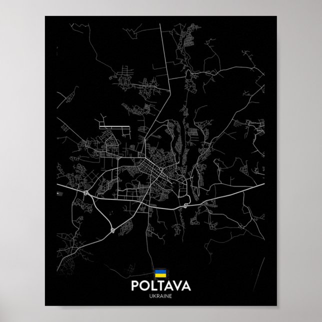 Póster Mapa de la ciudad de Poltava Ucrania Recuerdo de v (Frente)