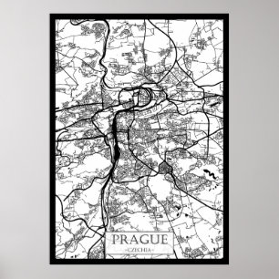 Póster Mapa de la ciudad de Praga Chequia