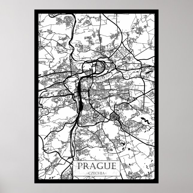 Póster Mapa de la ciudad de Praga Chequia (Frente)