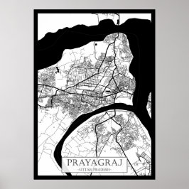 Póster Mapa de la ciudad de Prayagraj Uttar Pradesh
