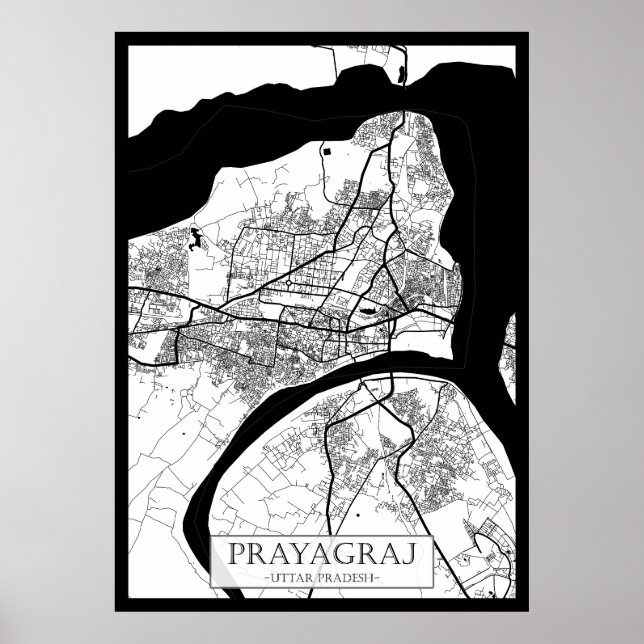 Póster Mapa de la ciudad de Prayagraj Uttar Pradesh (Frente)