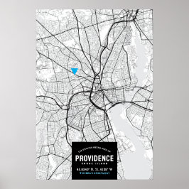 Póster Mapa de la ciudad de Providence + Su ubicación