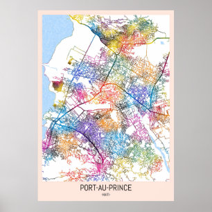 Póster Mapa de la ciudad de Puerto Príncipe Haití