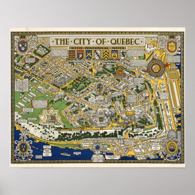 Póster Mapa de la ciudad de Quebec (Frente)