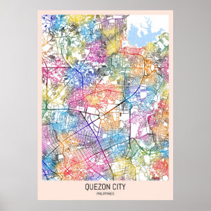 Póster Mapa de la ciudad de Quezon en Filipinas