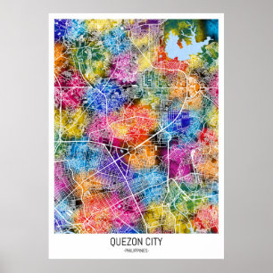 Póster Mapa de la ciudad de Quezon en Filipinas