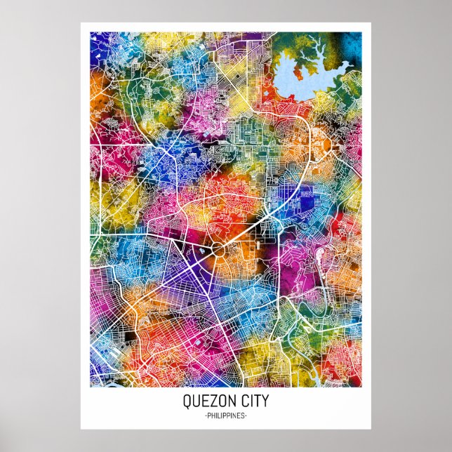 Póster Mapa de la ciudad de Quezon en Filipinas (Frente)
