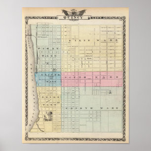 Póster Mapa de la ciudad de Quincy
