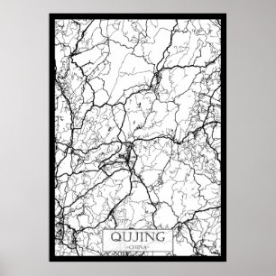 Póster Mapa de la ciudad de Qujing China